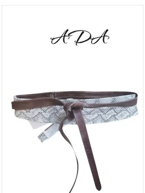 ADA COLLECTION Brown Snake Print Leather Wrap Belt